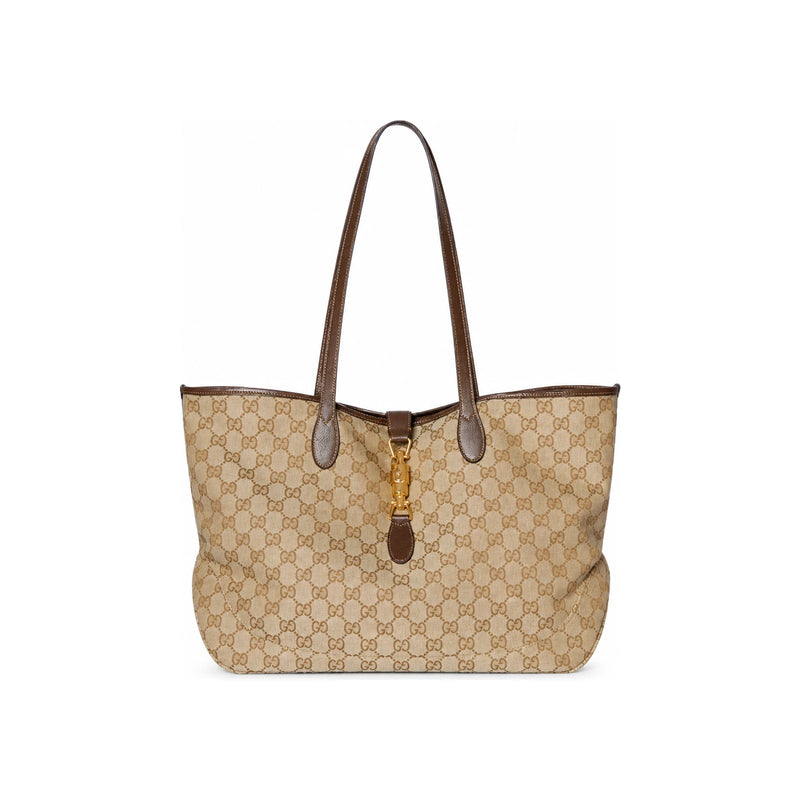 GUCCI Jackie Medium Tote Bag Brown Leather Crossbody