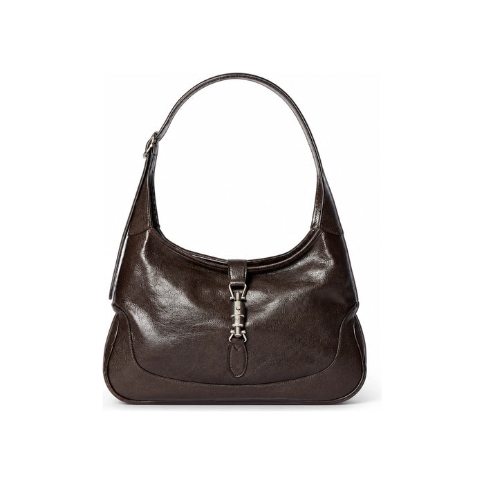 GUCCI Jackie 1961 Medium Shoulder Bag Brown Leather