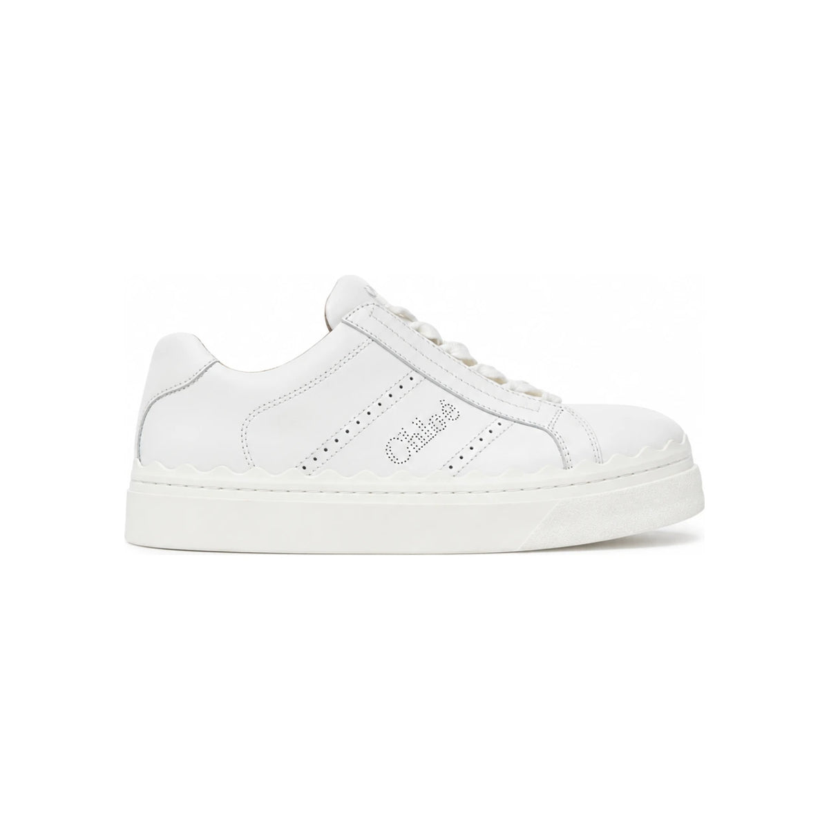 Chloe Lauren White Leather Low-Top Sneakers