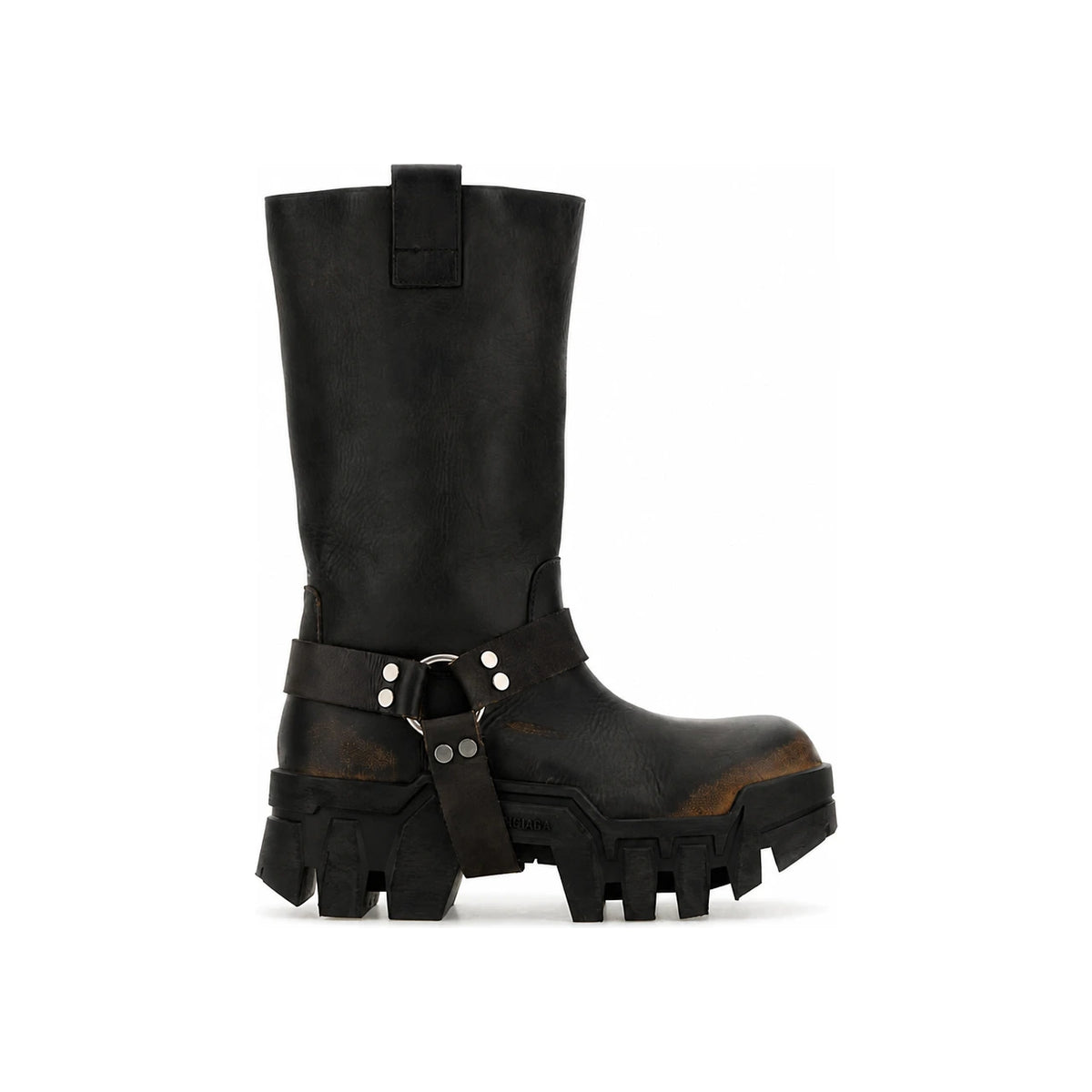 BALENCIAGA Men’s Bulldozer Harness Boots Black Leather
