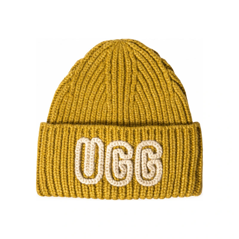 Ugg Chunky Crafted Beanie Ochre Green Unisex Knit Hat