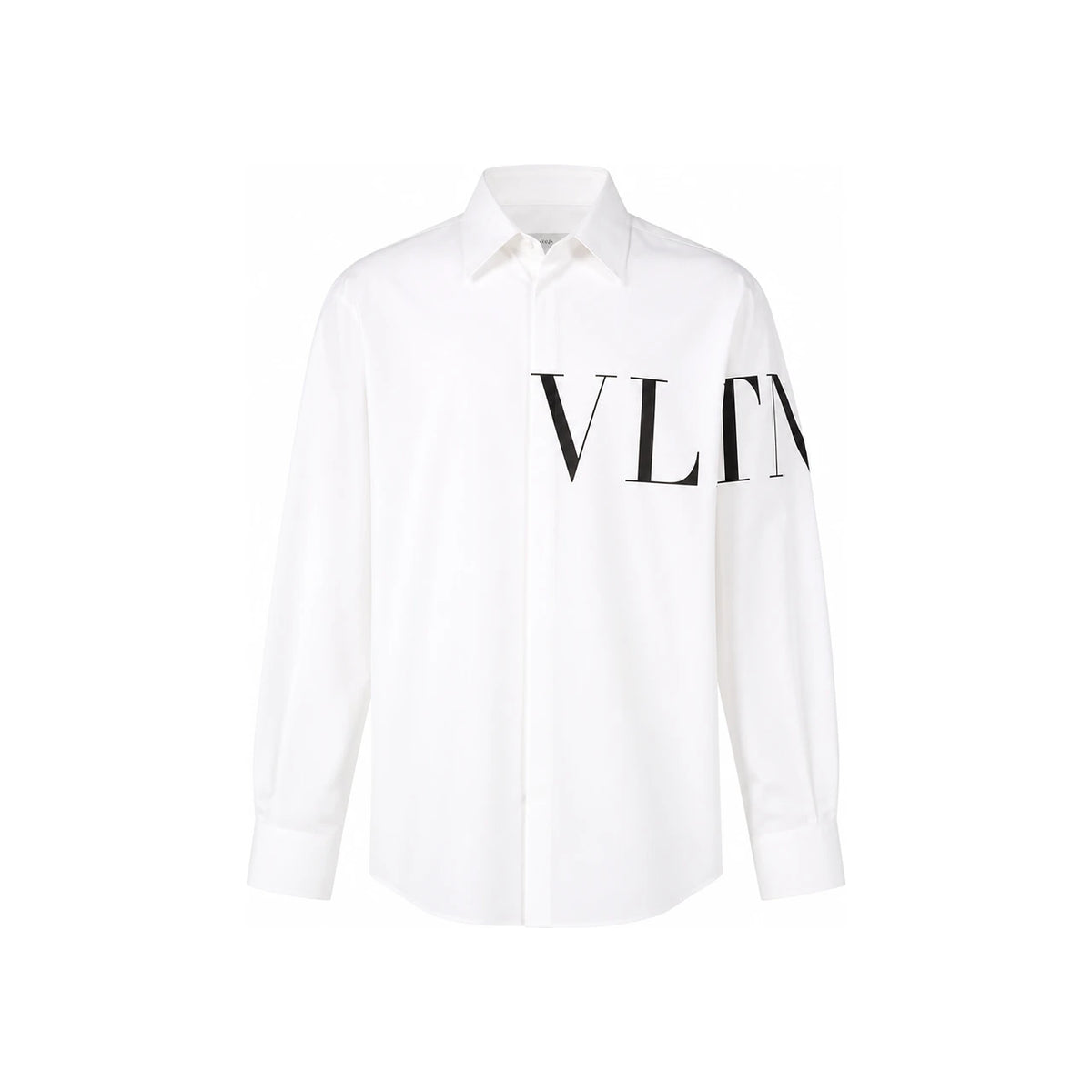 VALENTINO VLTN Logo Long-Sleeve Shirt White Cotton Men