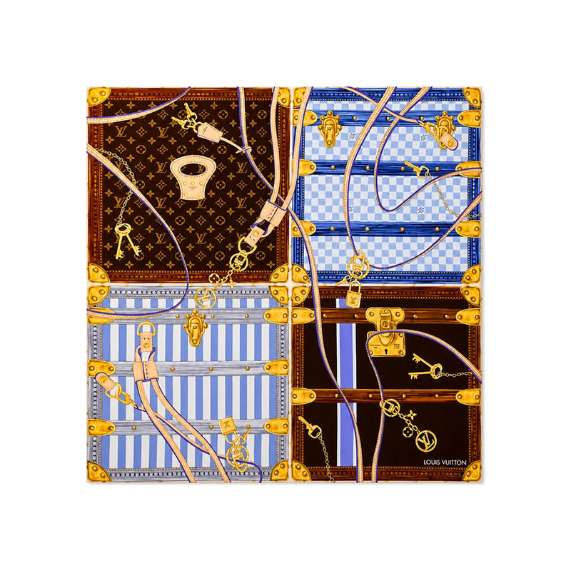 Louis Vuitton Brown Strap and Trunk Square Scarf 90