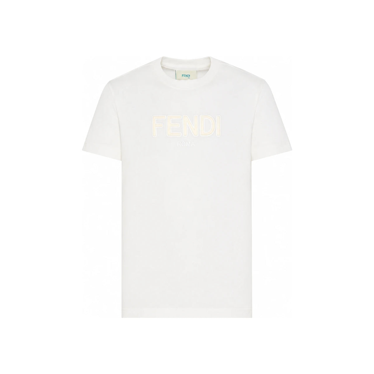 FENDI Kids Women Embossed Logo Short Sleeve T-Shirt White JUI202 7AJ F0TU9