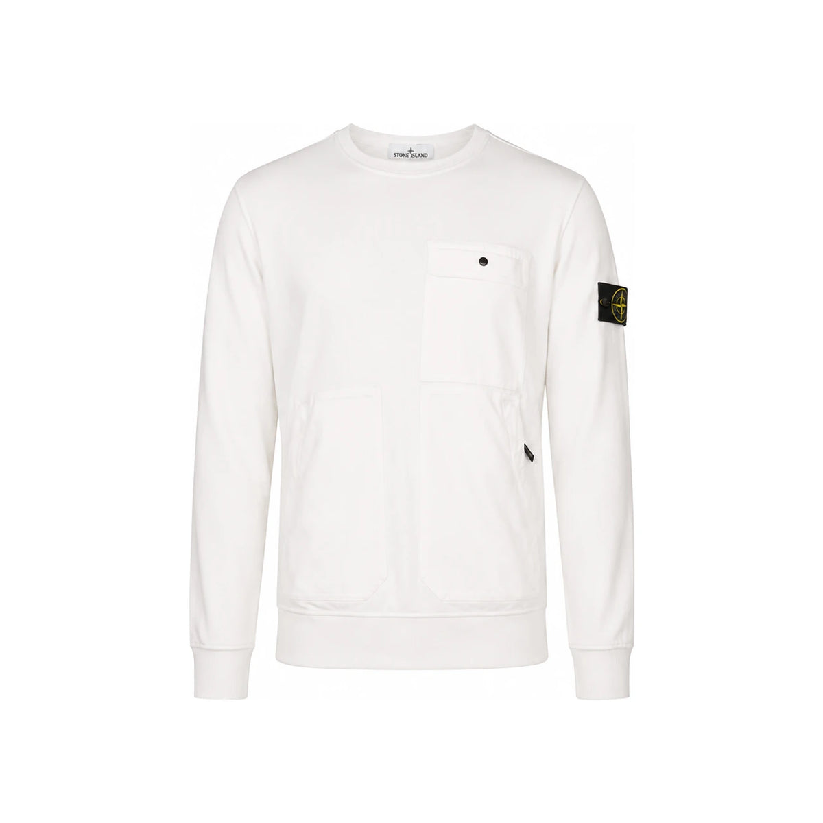 STONE ISLAND 15th Anniversary Patch 3-Pocket Crewneck Sweatshirt White