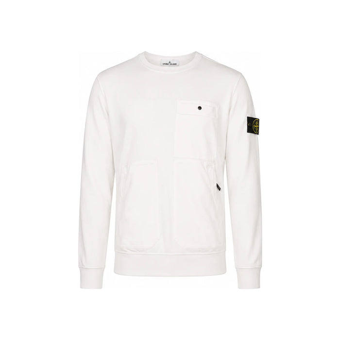 STONE ISLAND 15th Anniversary Patch 3-Pocket Crewneck Sweatshirt White