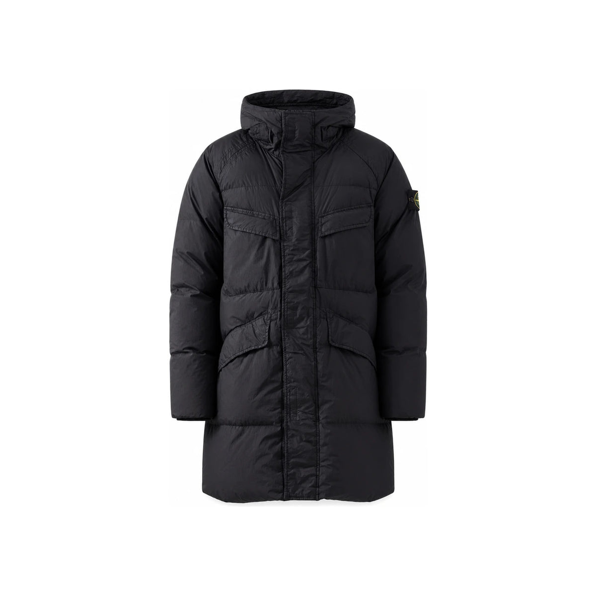 STONE ISLAND Black Crinkle Reps Long Down Puffer Jacket 771570123 V0029