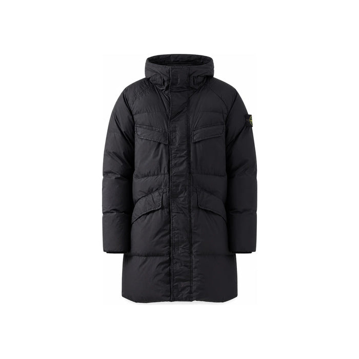 STONE ISLAND Black Crinkle Reps Long Down Puffer Jacket 771570123 V0029