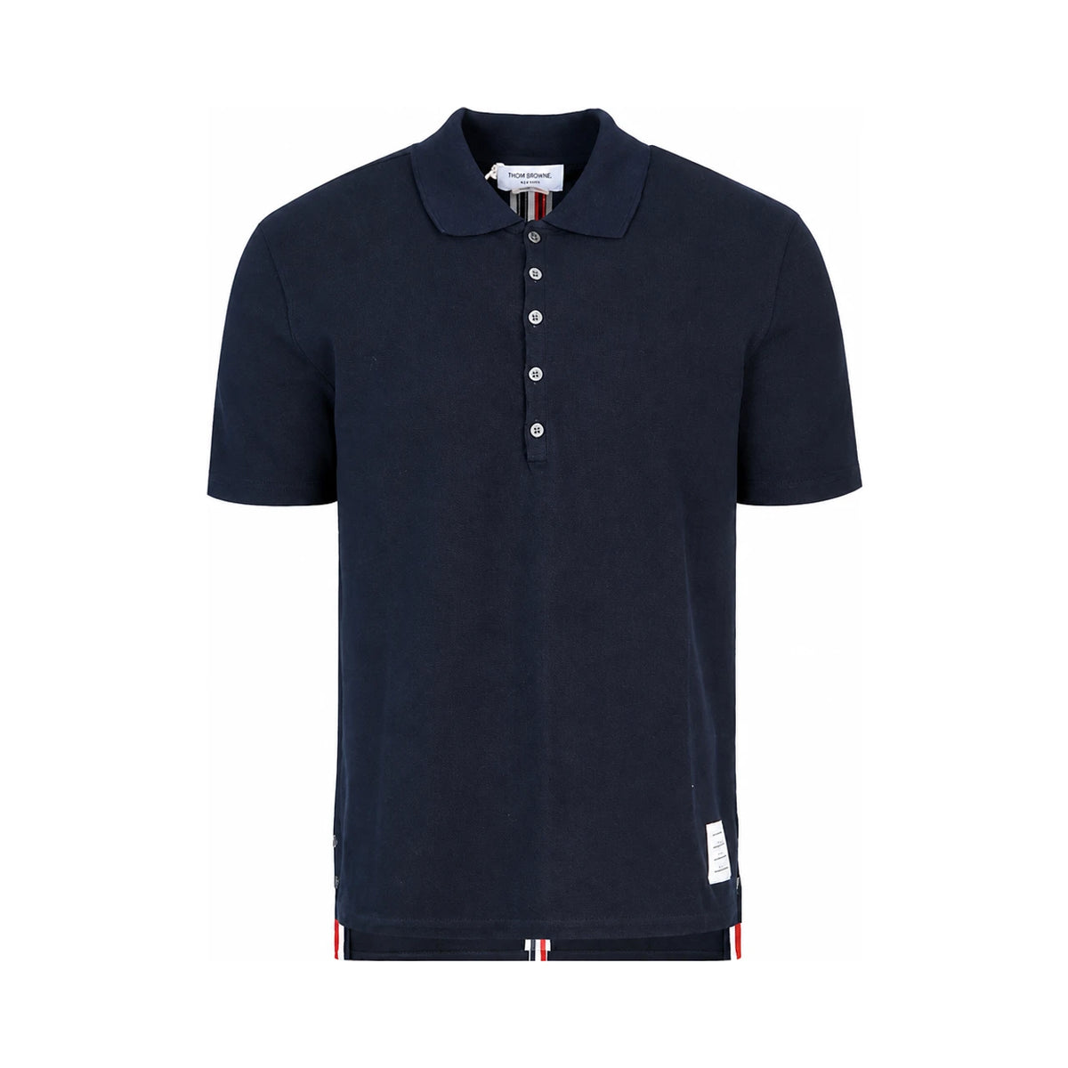 THOM BROWNE Relaxed Fit Short Sleeve Polo Shirt Navy MJP042A