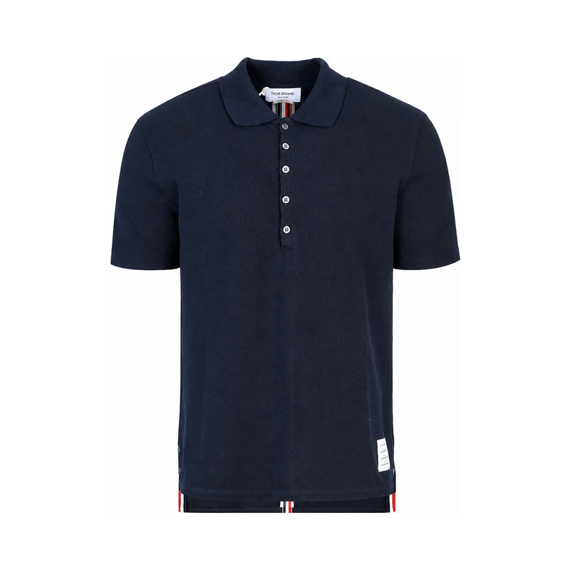 THOM BROWNE Relaxed Fit Short Sleeve Polo Shirt Navy MJP042A
