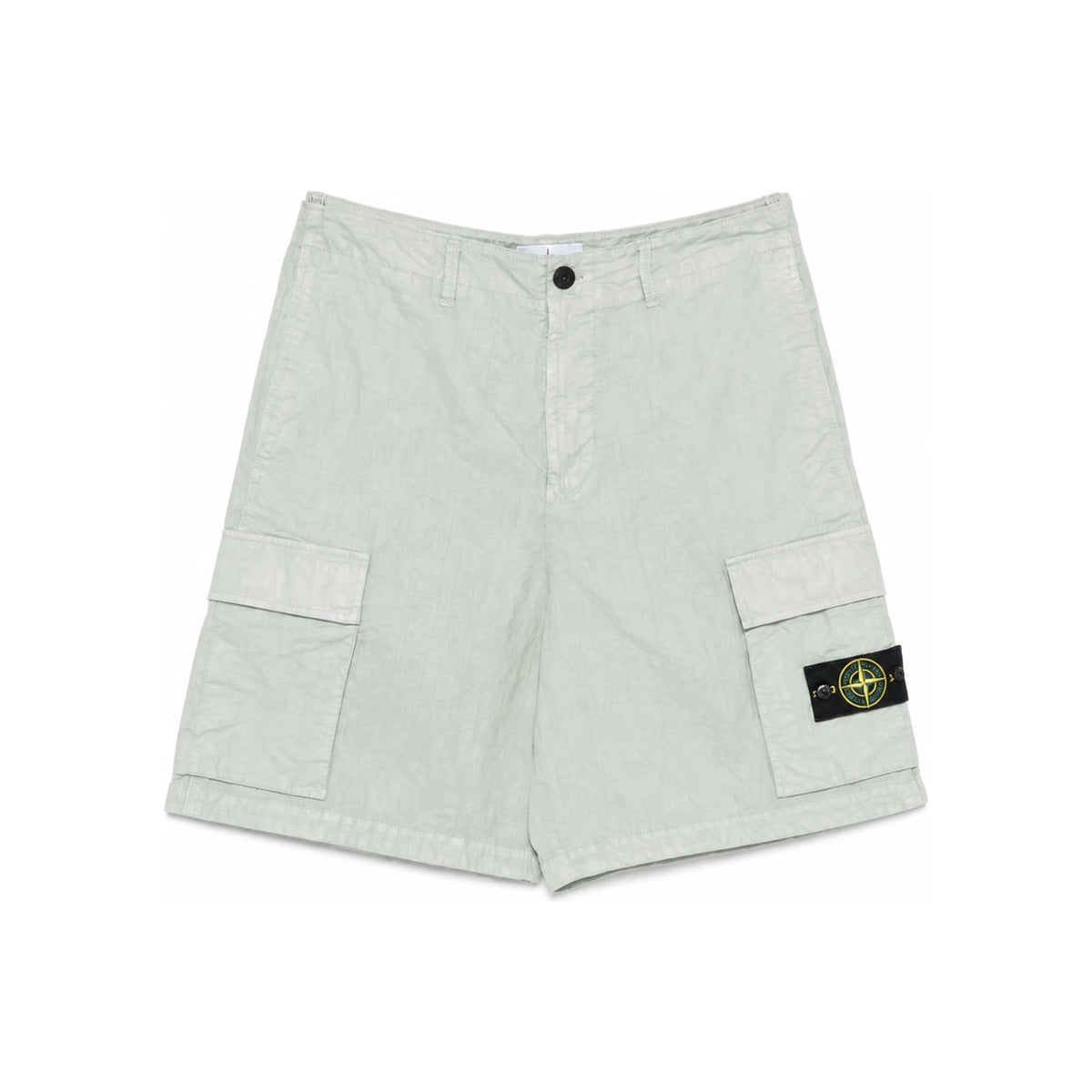 STONE ISLAND Green Cotton Drawstring Cargo Shorts