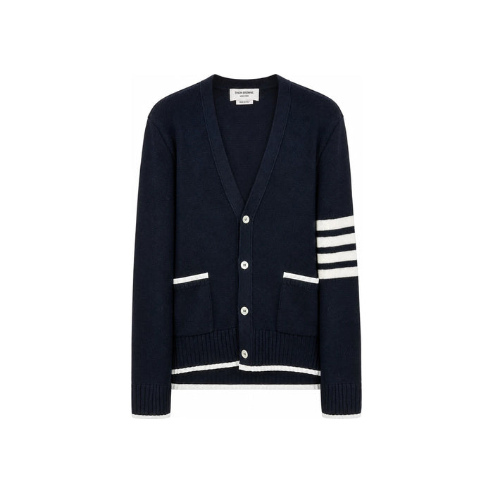THOM BROWNE Milano Stitch Stripe Cardigan Men’s Navy Wool