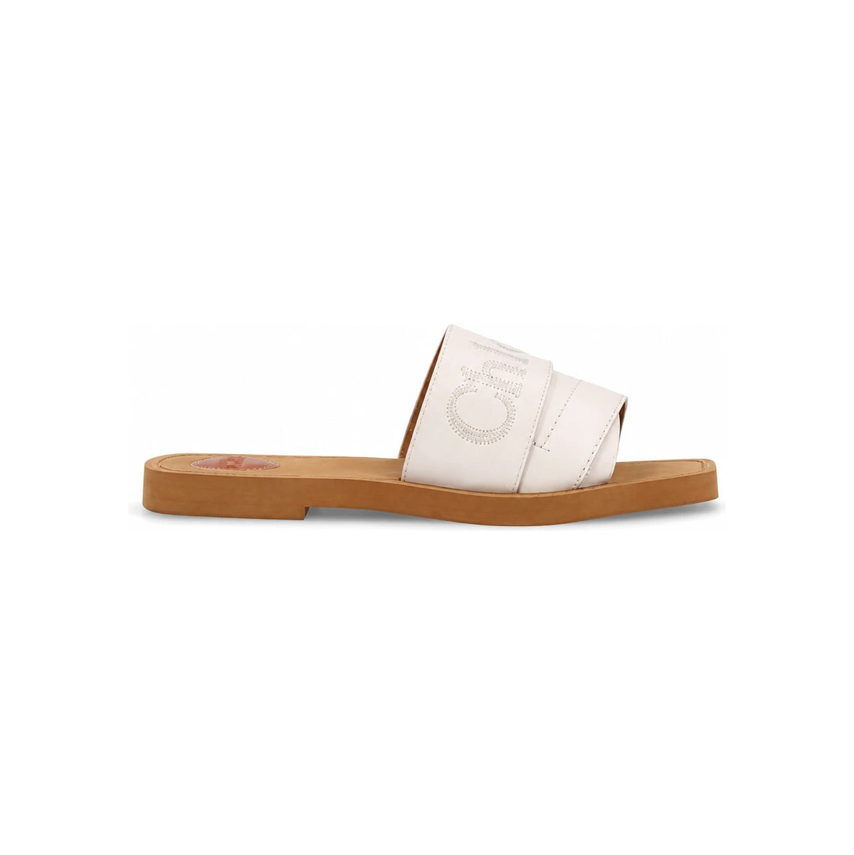 Chloe Woody Embroidered Logo Strap Sandals Wild Grey