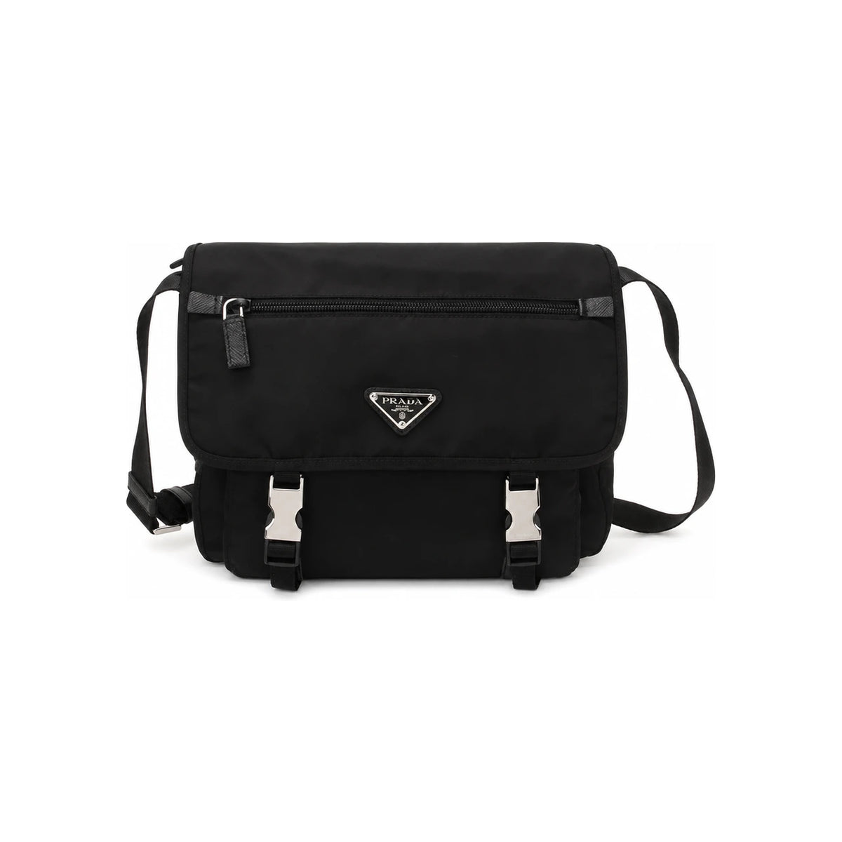 PRADA Nylon Shoulder Bag Black Vela Pocono