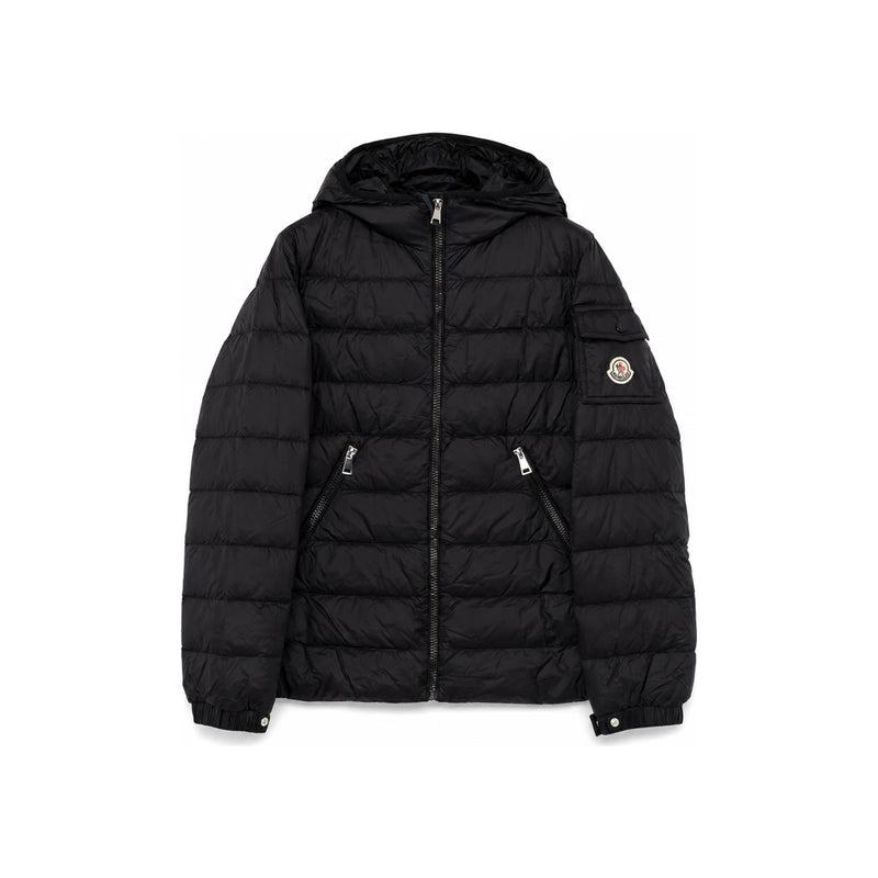 Moncler Kids Women GLES Logo Patch Hooded Down Jacket Black 1A00031 597YF 999