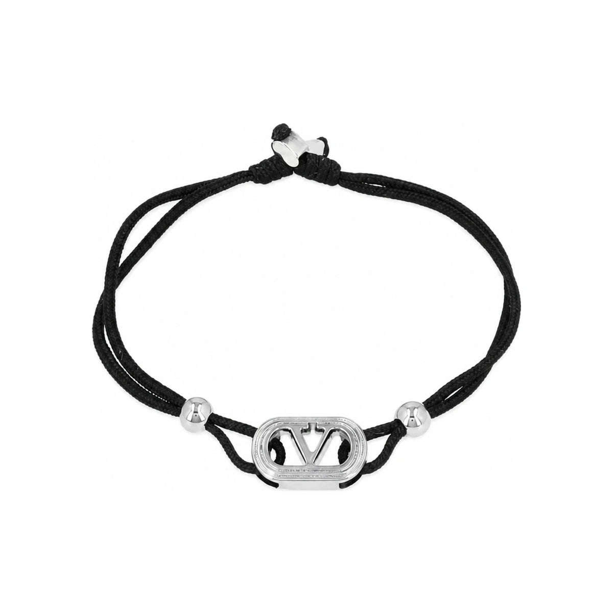 VALENTINO Garavani V Logo Leather Bracelet for Men 8Y2J0BC3 KAZ 0NO