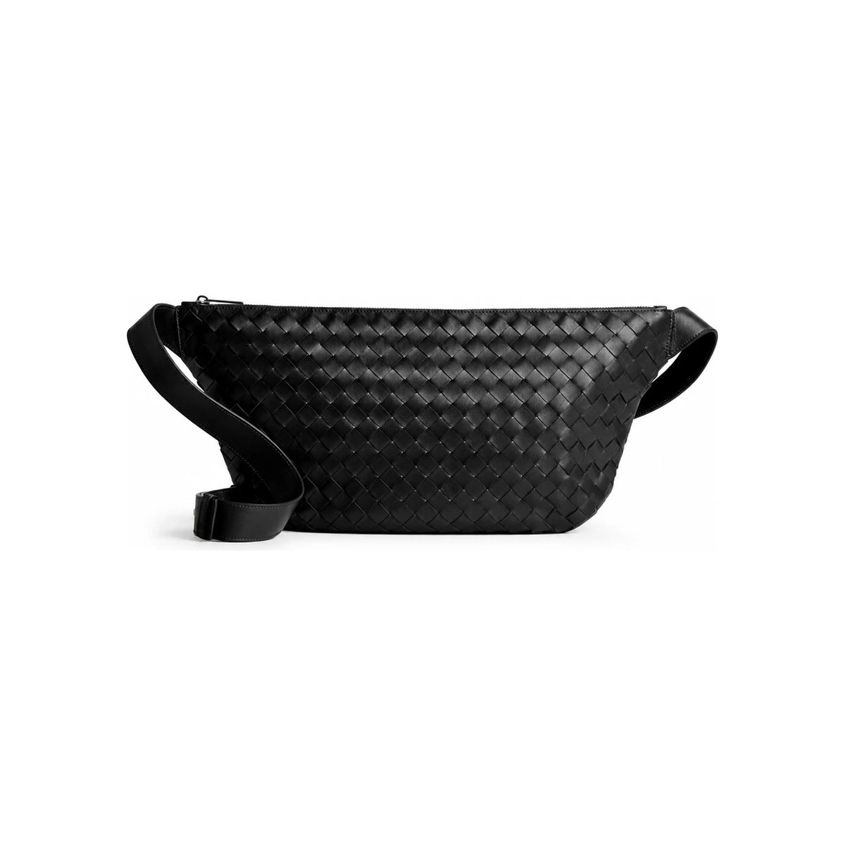 Bottega Veneta Intrecciato Black Leather Crossbody Bag for Men