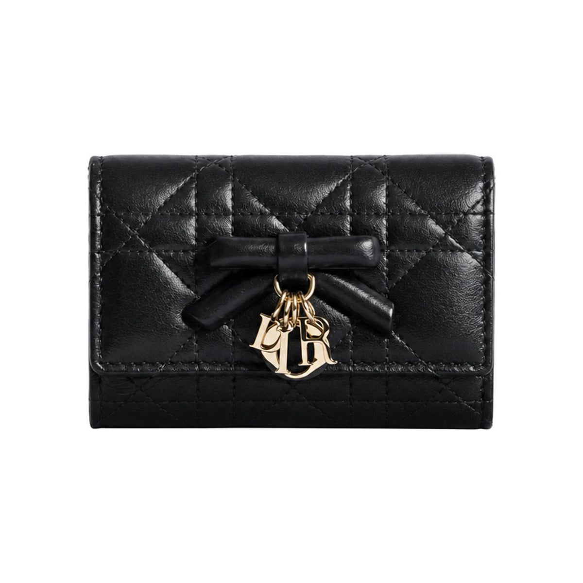 DIOR Lady Dior Cannage Quilted Lambskin Card Holder Ballet Pink