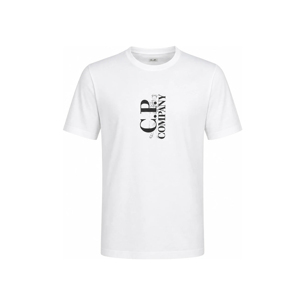 CP Company Ivory Logo Print Short Sleeve T-Shirt for Men 20CMTS084A 005100W 103