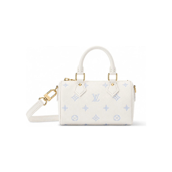 Louis Vuitton Nano Speedy Milky White Blue Shoulder Bag