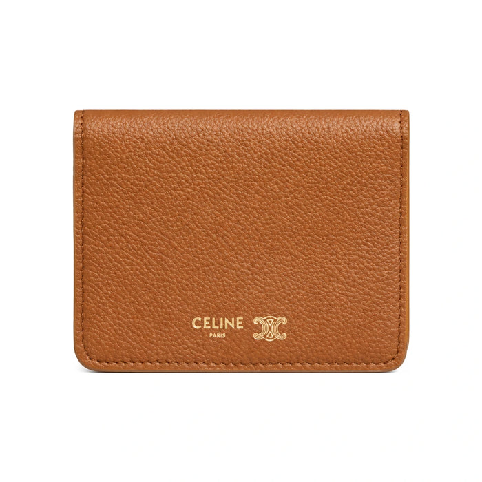CELINE Bifold Card Holder Supple Grained Calfskin Wallet GHD1