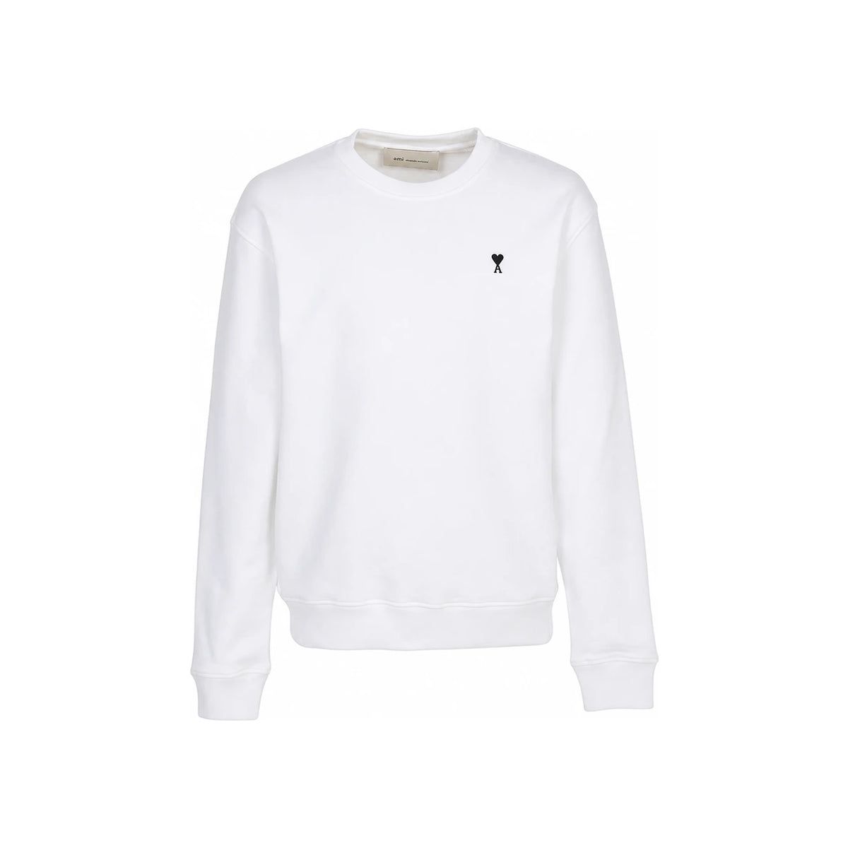 AMI Small Heart Logo Crewneck Sweatshirt Men White Cotton