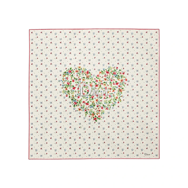 DIOR Amour Dove Rose 70 Square Scarf Multi-Color Silk Twill