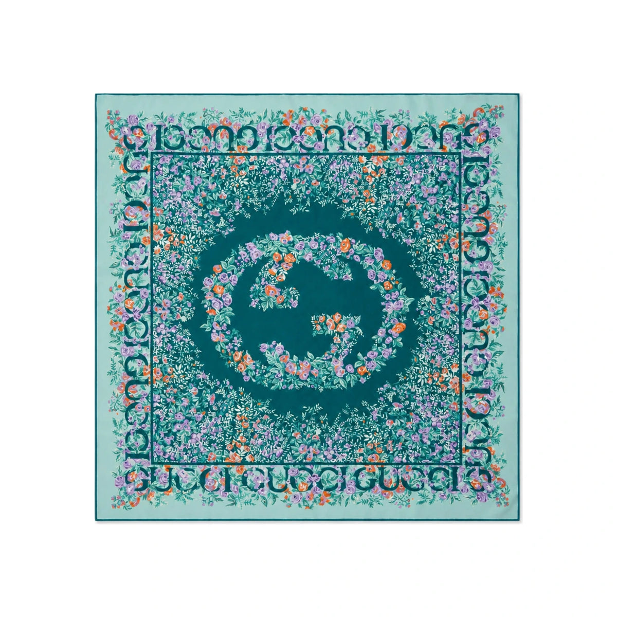 GUCCI Silk Scarf Beige Monogram Print