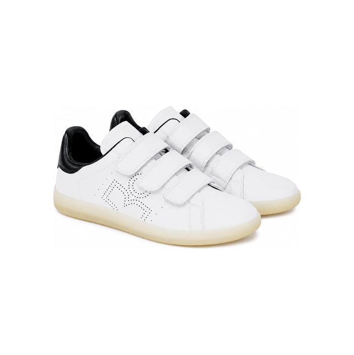 Isabel Marant BrownsY Perforated Logo White Low-Top Sneakers