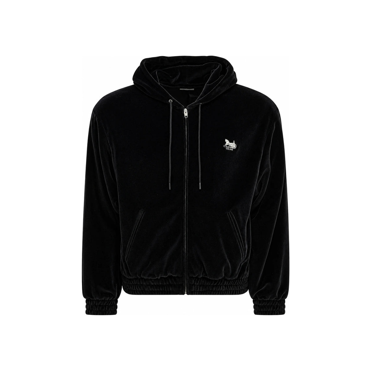 CELINE Velvet Jersey Loose Zip-Up Hoodie Jacket