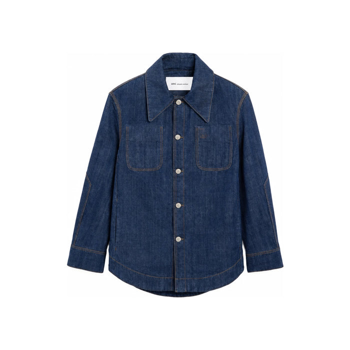 AMI Heart Worker Overshirt Navy Long Sleeve Shirt
