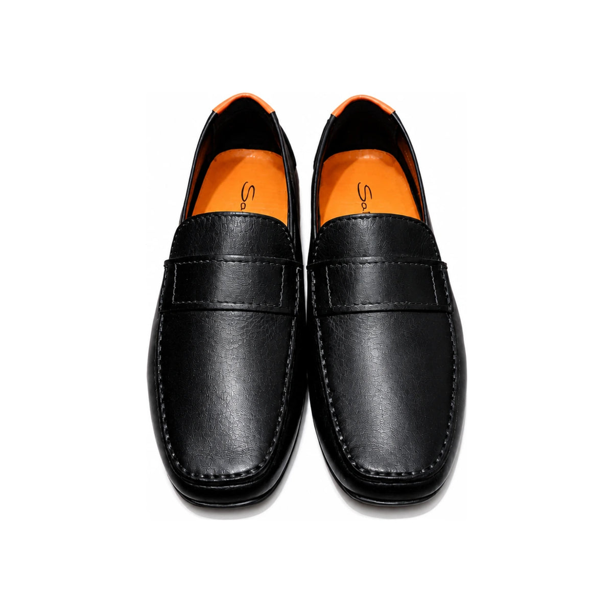 SANTONI Black Leather Loafers for Men MGDR18476 SMASGFRN01