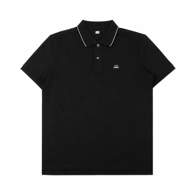 CP Company Men’s Logo Stretch Cotton Polo Shirt Black RCCMPL722A 005263W 999