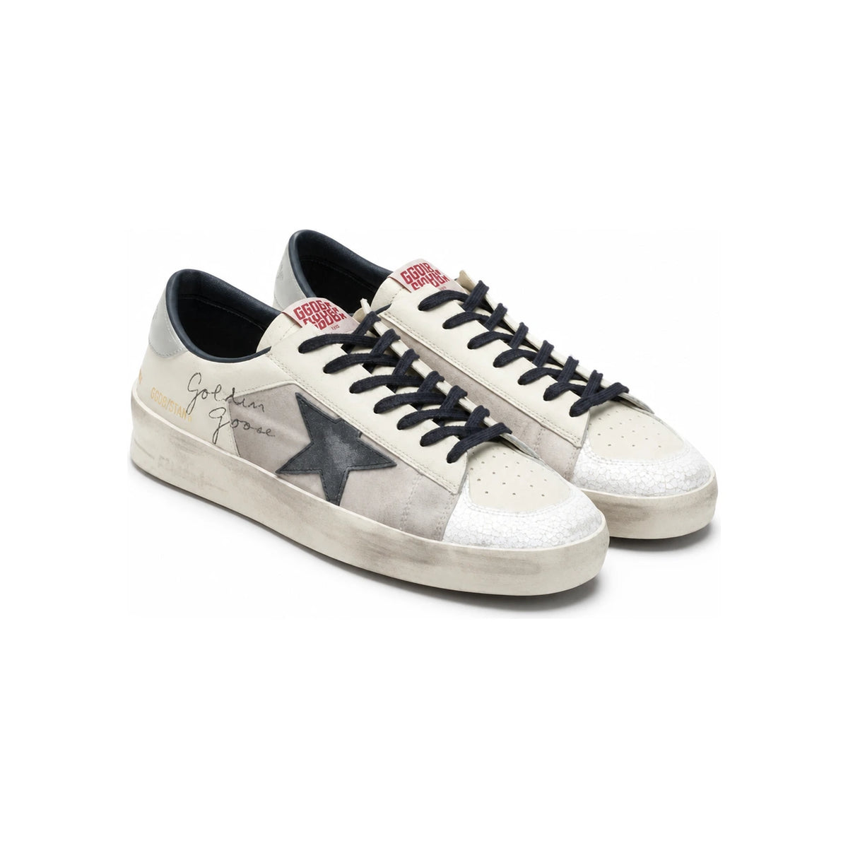 GOLDEN GOOSE Men’s Low-Top Sneakers Leather Star Detail White Gray