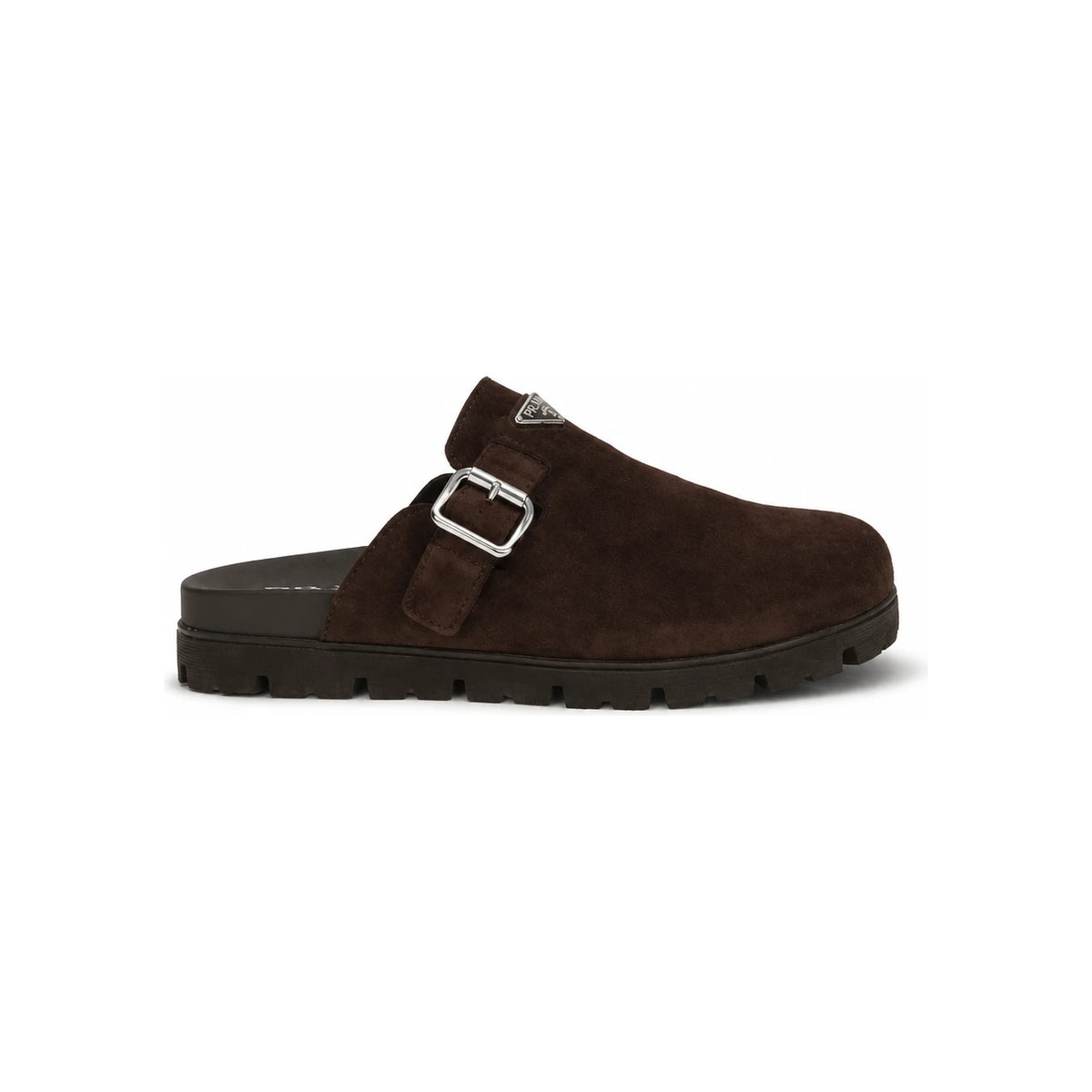 PRADA Black Leather Slide Slippers for Men
