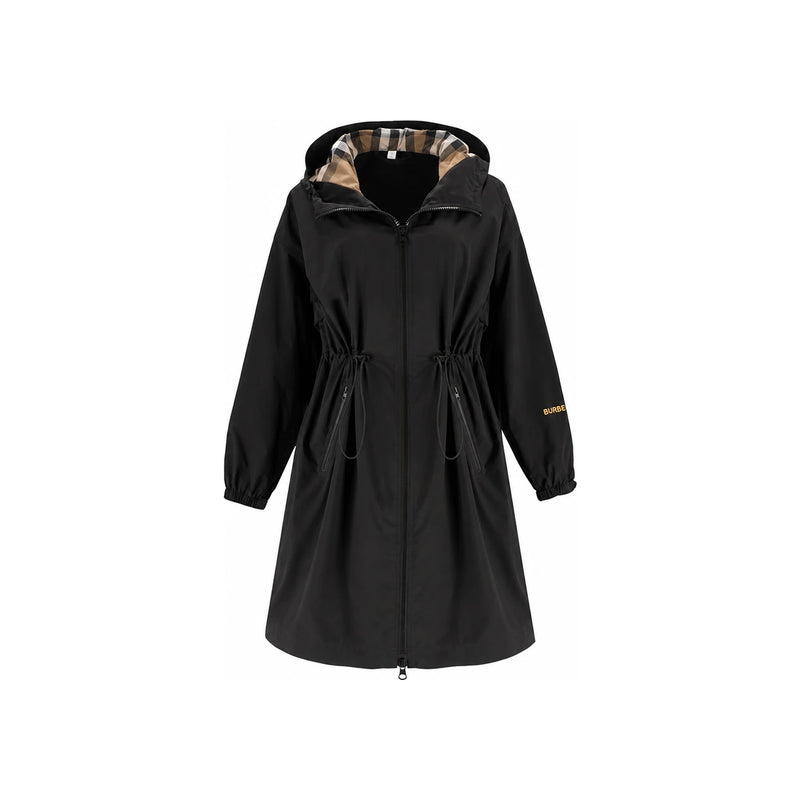 BURBERRY Black Nylon Hooded Long Jacket