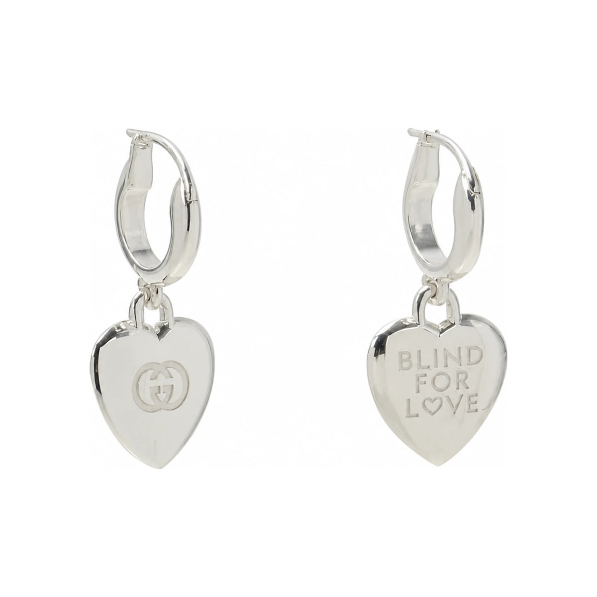 GUCCI Blind For Love Hoop Earrings Silver-Tone Jewelry