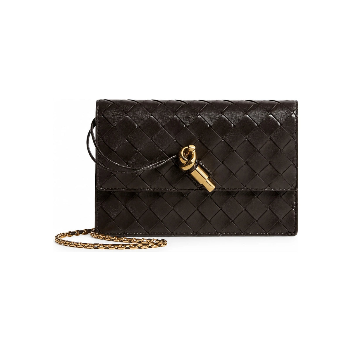 Bottega Veneta Intrecciato Andiamo Chain Pouch Shoulder Bag Fondant