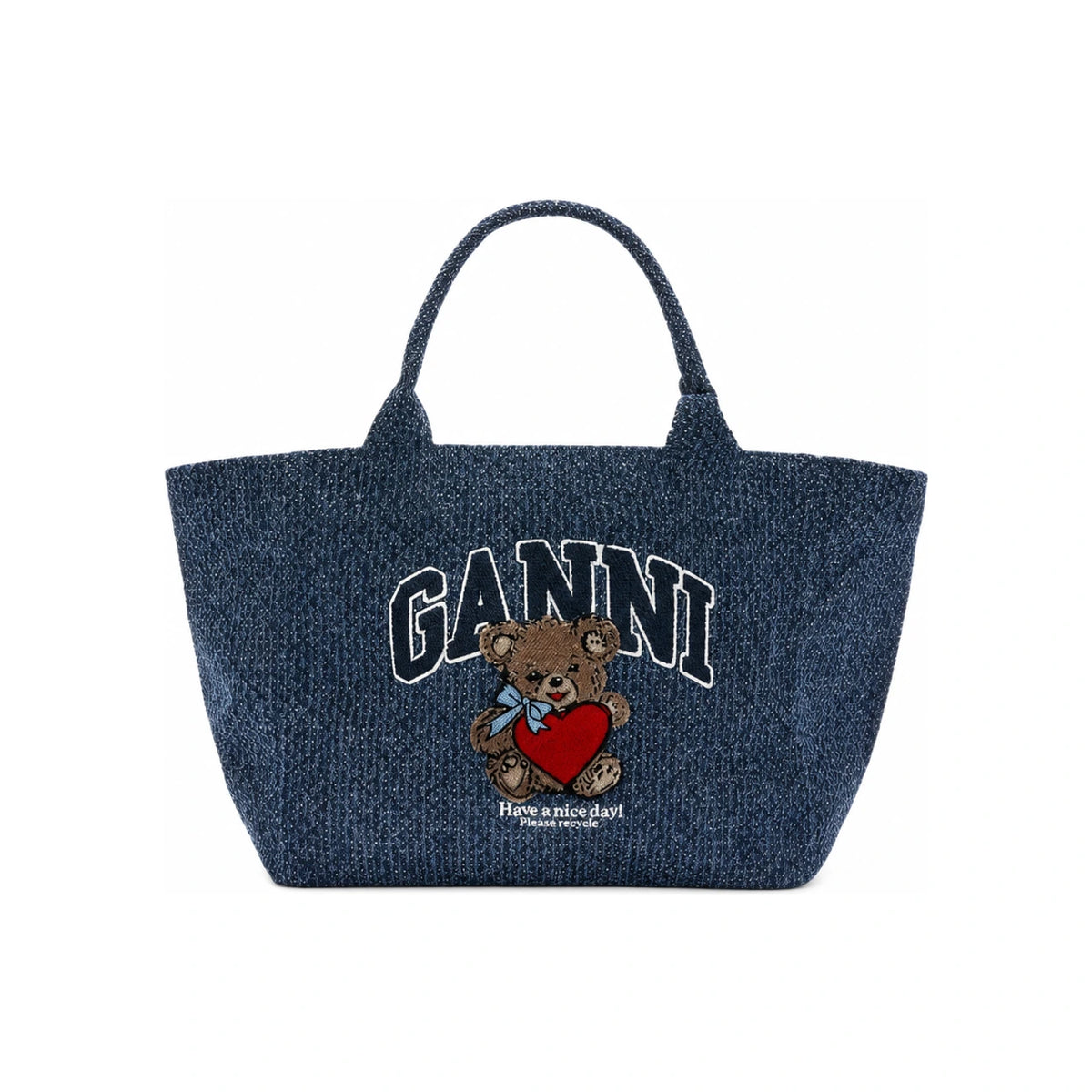 GANNI Bear Denim Tote Bag Shoulder Bag