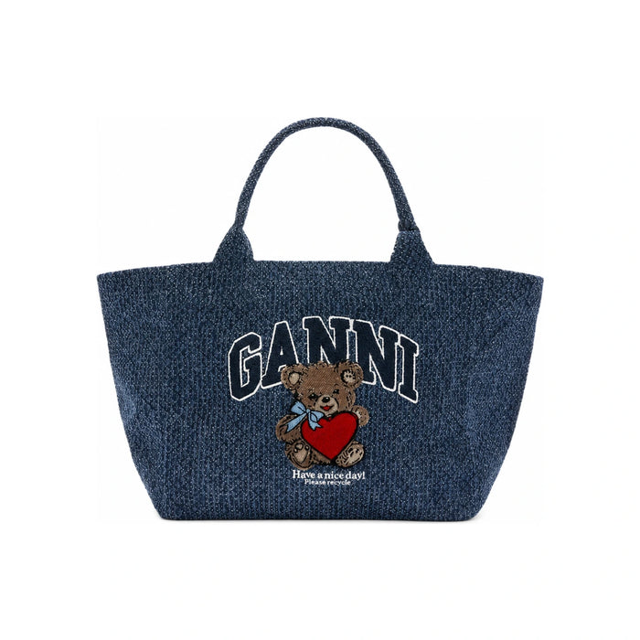 GANNI Bear Denim Tote Bag Shoulder Bag