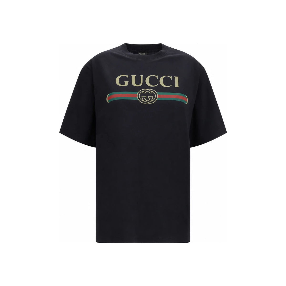 GUCCI Logo Print Cotton Jersey Silk T-Shirt White
