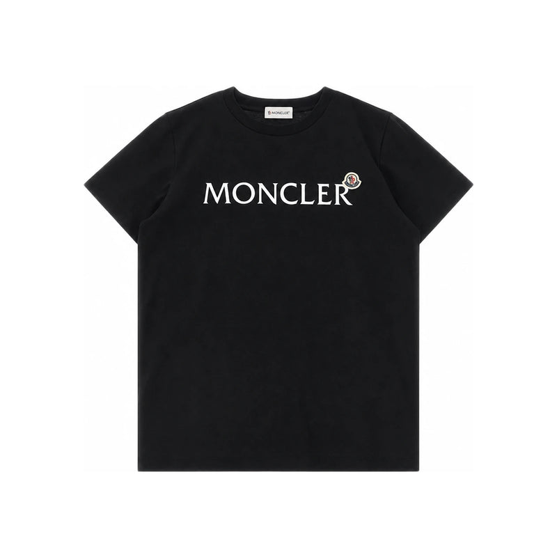 Moncler Black Logo Patch Print Short Sleeve T-Shirt Women 8C00010 89AFV 999