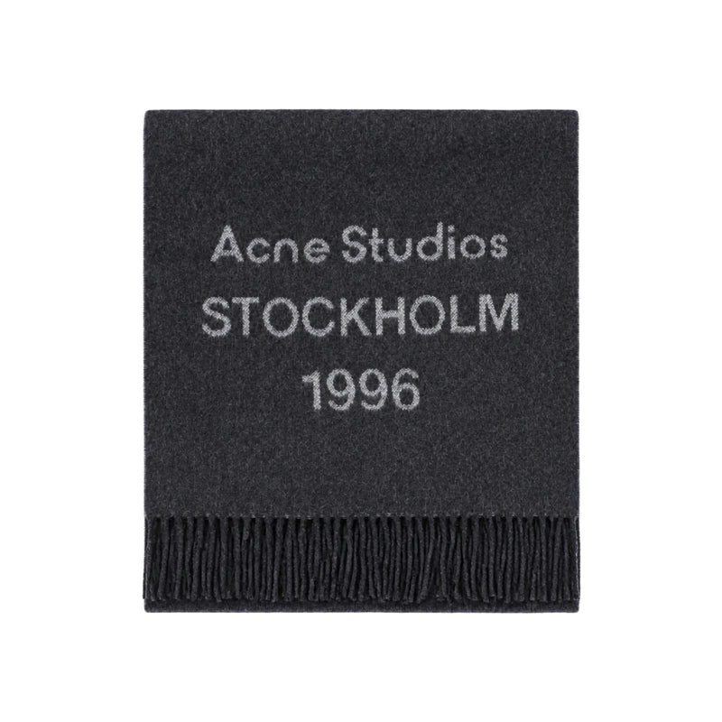 Acne Studios Wide Stockholm Logo Fringe Scarf CA0398 BLACKWHITE