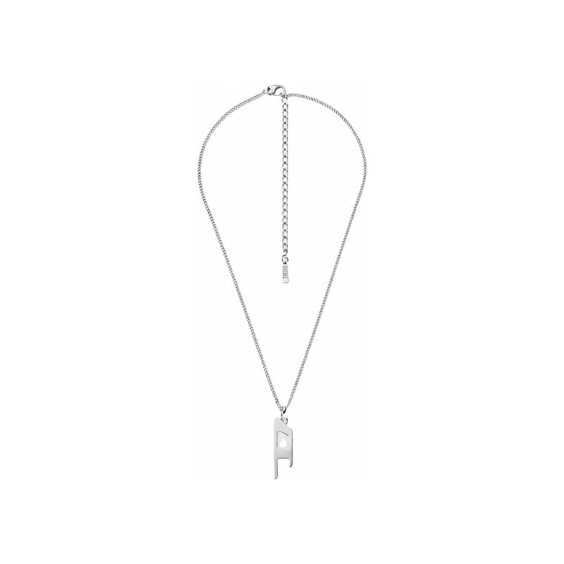 DIESEL Logo Chain Necklace Unisex Silver Tone DX1625040 D