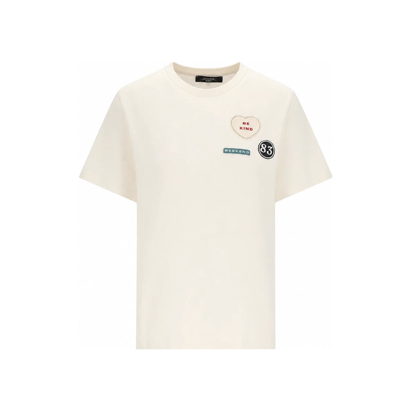 Max Mara Ivory Logo T-Shirt Women’s Cotton Top 261597 1041