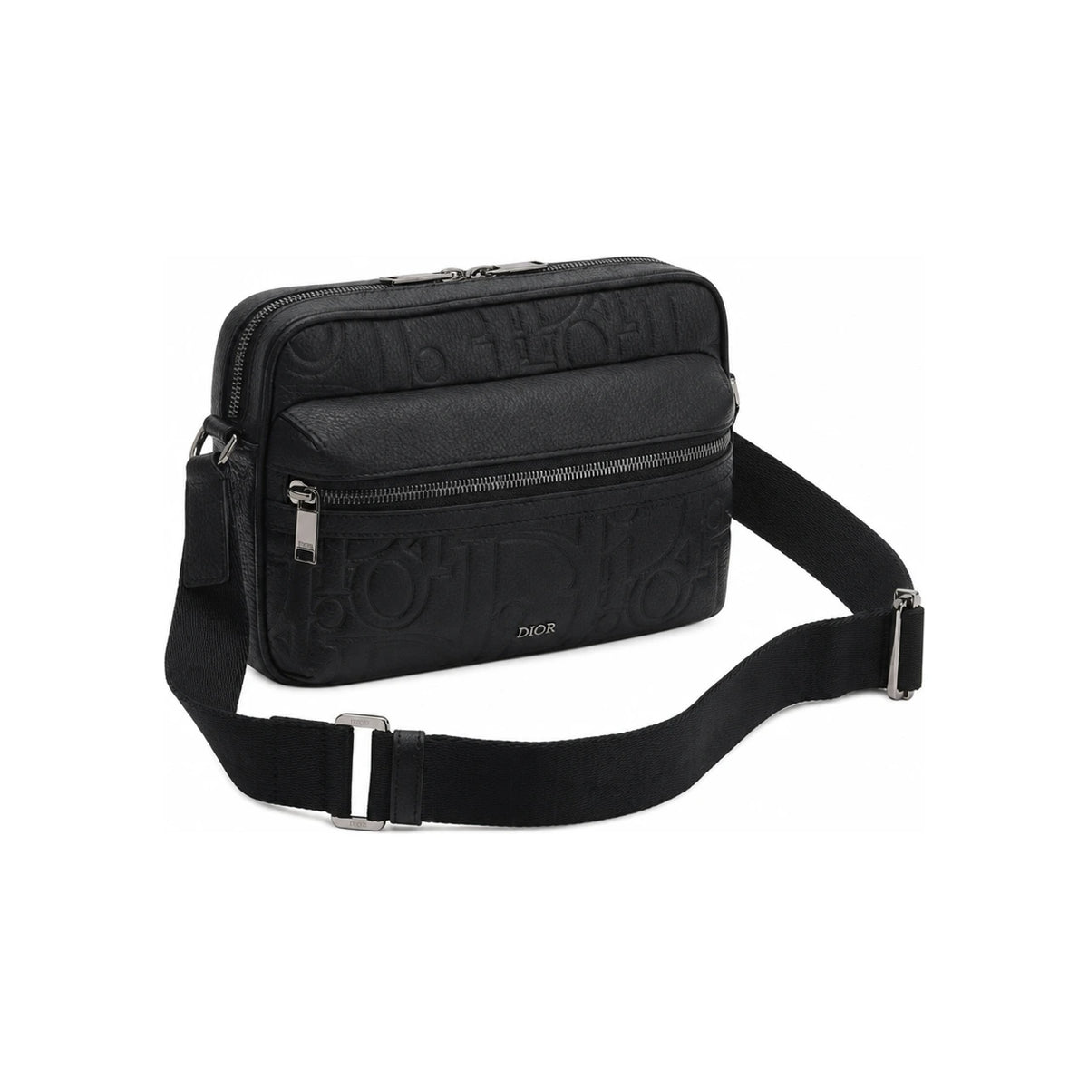 DIOR Rider 20 Leather Zipper Messenger Bag Crossbody Black