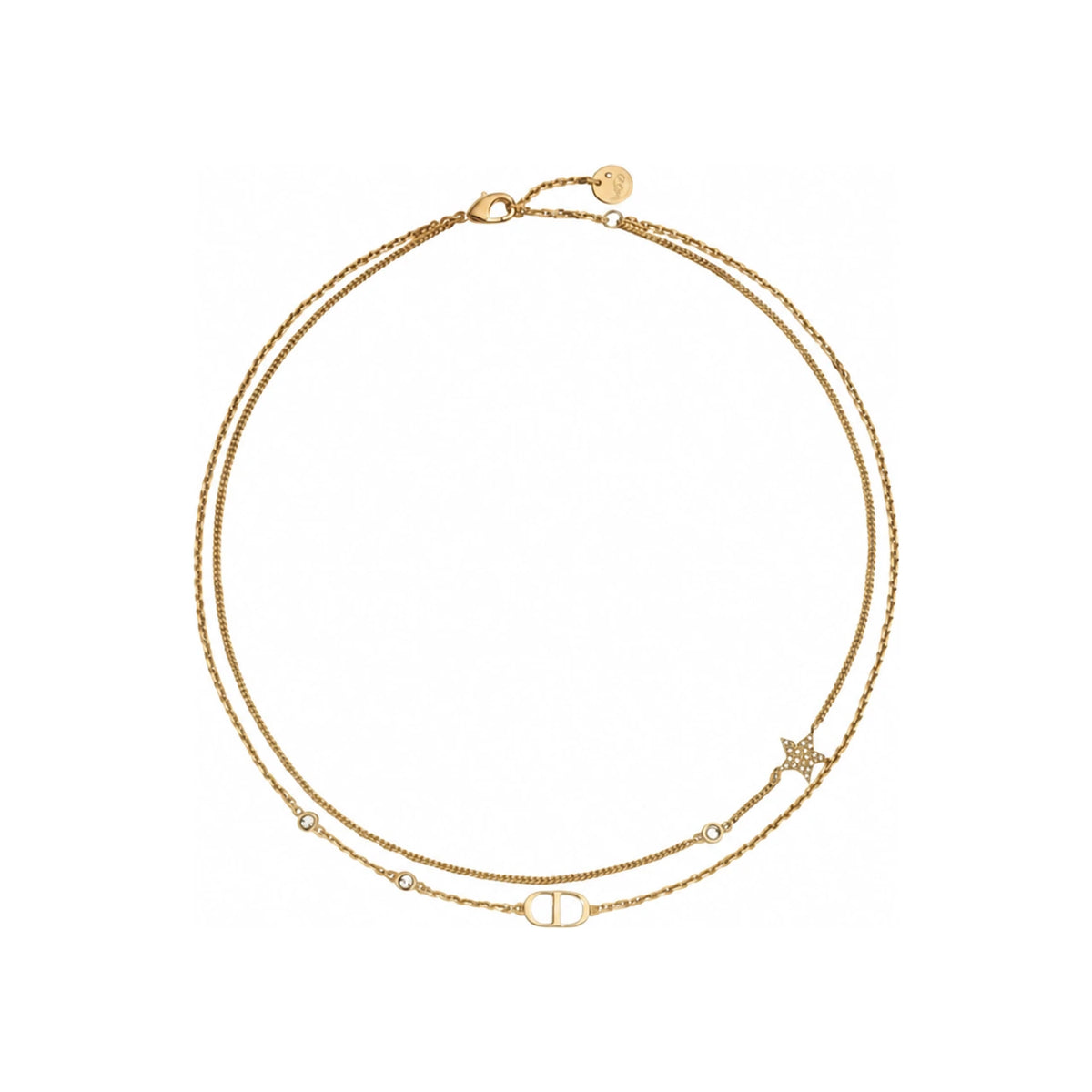 DIOR Petit CD Double Necklace Gold-Tone Metal Pendant