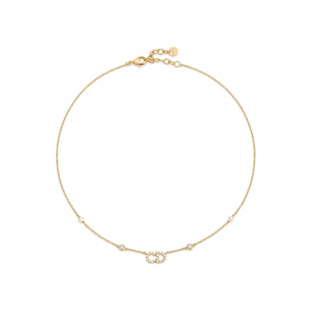 DIOR Clair D Lune Gold-Tone Crystal Pendant Necklace