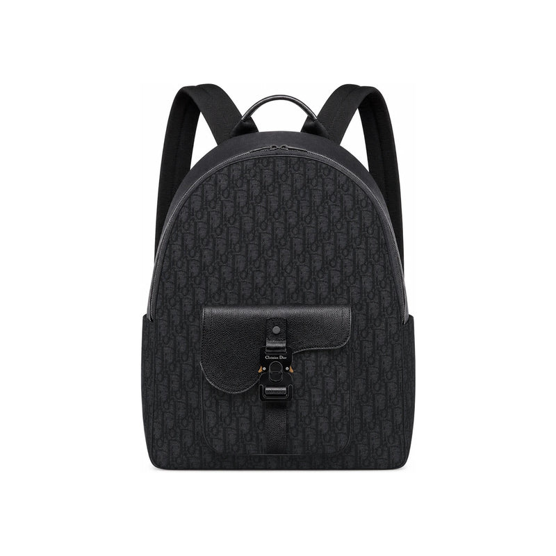 DIOR Saddle Zip Backpack Black Leather