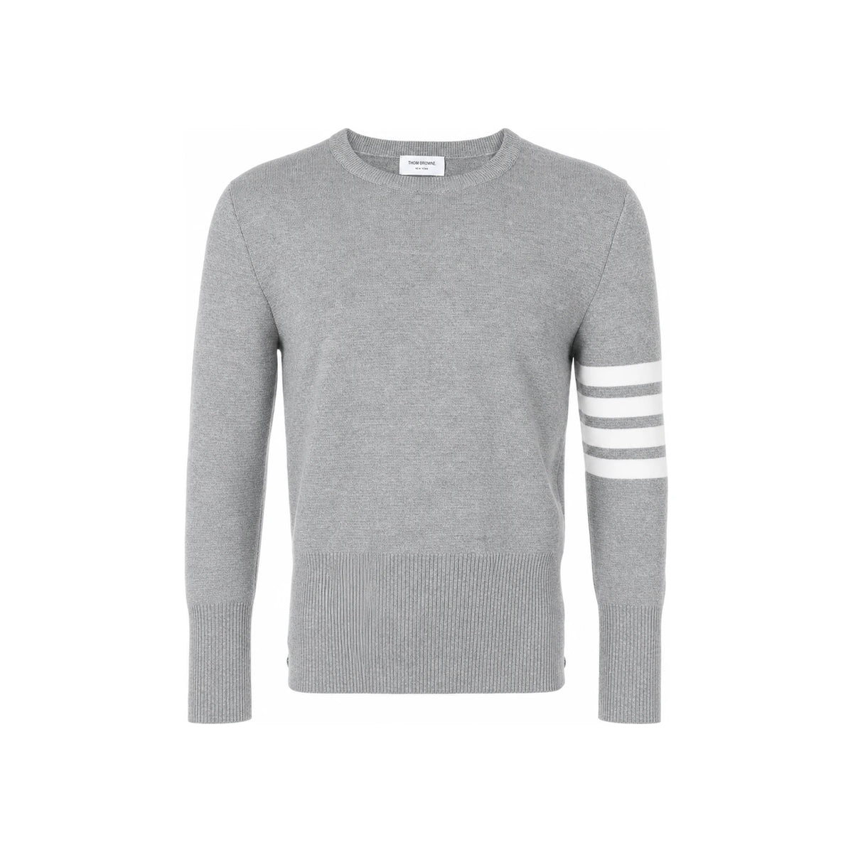 THOM BROWNE Gray Armband Stripe Wool Crewneck Sweater Unisex